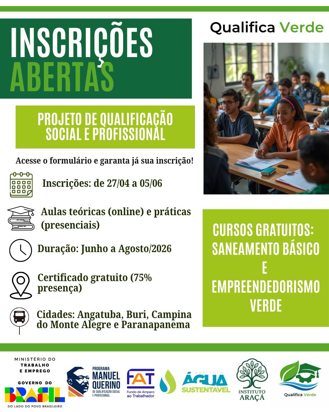 QualificaVerde – Curso de Qualificação Profissional gratuito – Inscrições abertas!